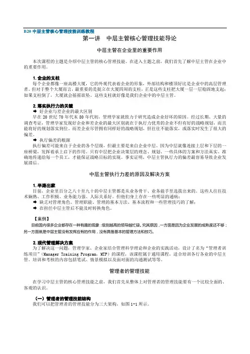B20中层主管核心管理技能训练教程