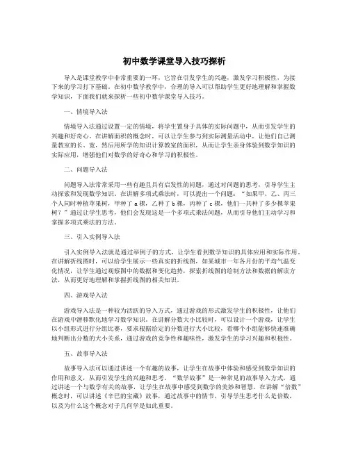 初中数学课堂导入技巧探析