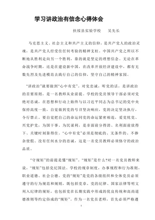 学习讲政治有信念心得体会