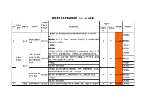 高处作业设备设施风险评价(SCL+LS)记录表