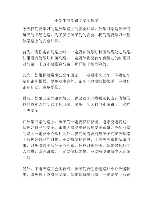 小学生放学路上安全教案