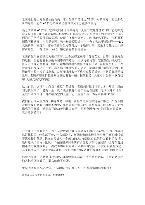 老鹰是世界上寿命最长的鸟类