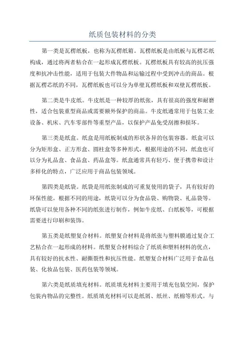 纸质包装材料的分类