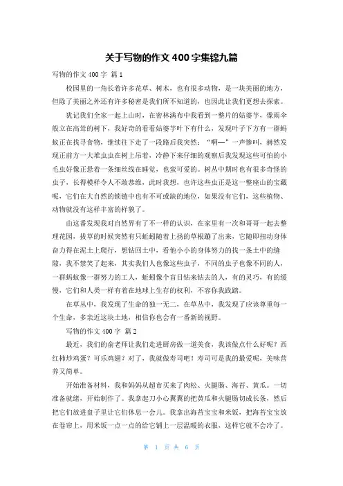 关于写物的作文400字集锦九篇