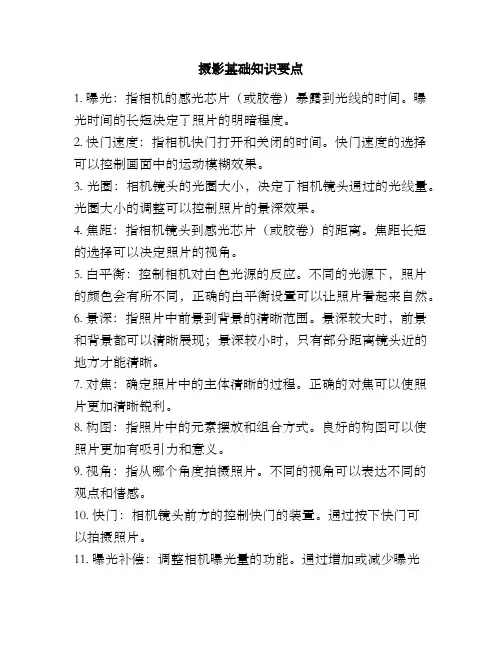 摄影基础知识要点