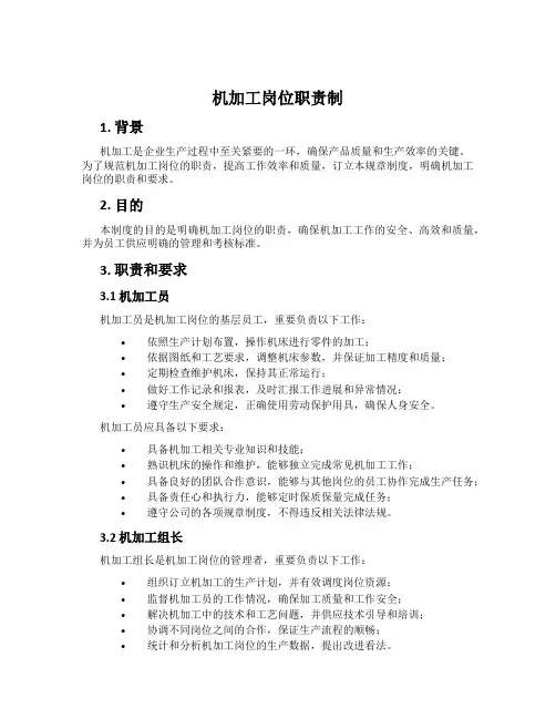 机加工岗位职责制