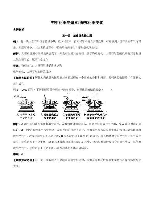 初中化学专题01探究化学变化