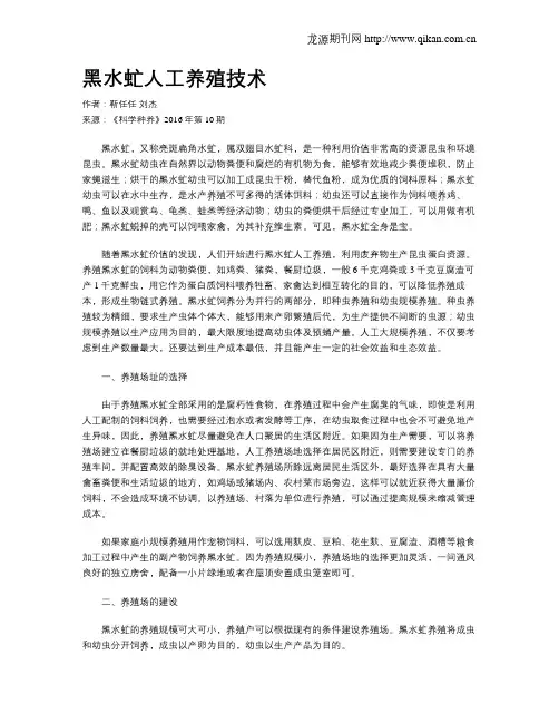 黑水虻人工养殖技术