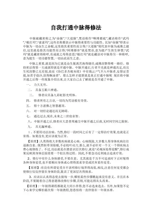 自我打通中脉的修法