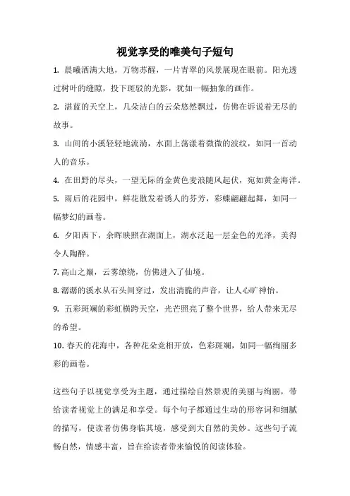 视觉享受的唯美句子短句