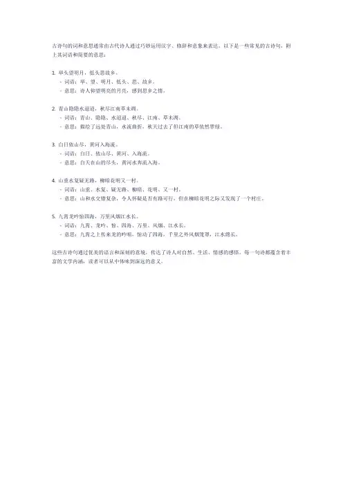 古诗句的词和意思