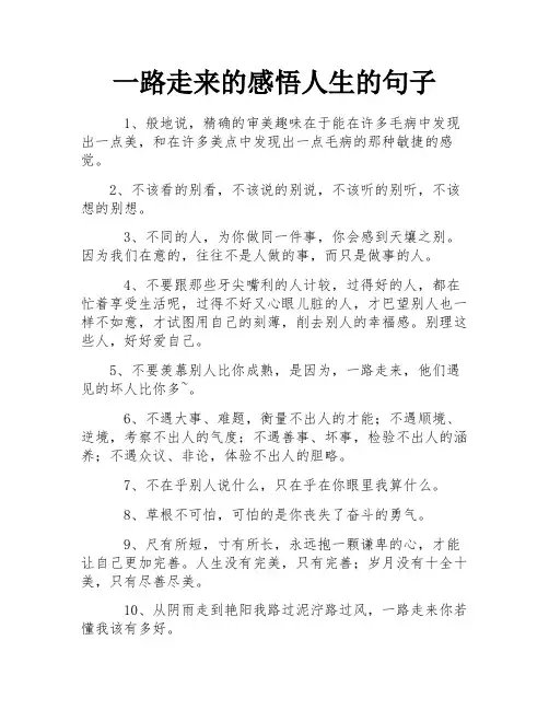 一路走来的感悟人生的句子