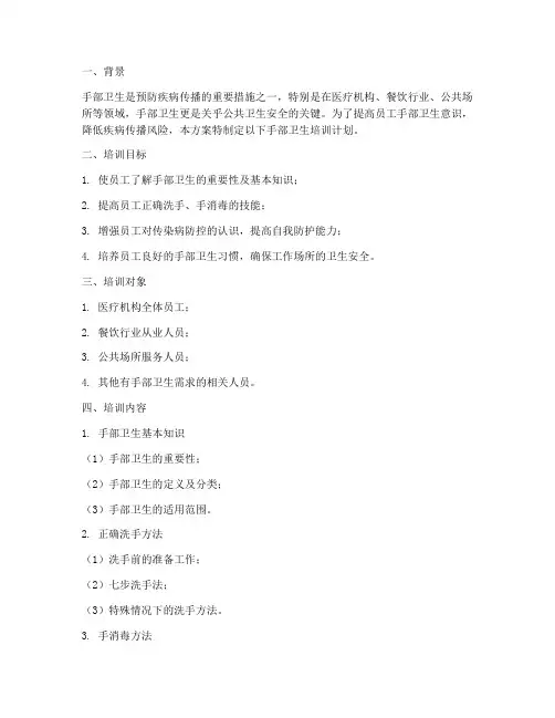 手部卫生培训计划_方案