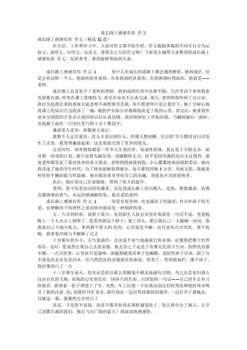 成长路上感谢有你 作文