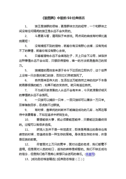 《狼图腾》中狼的50经典格言
