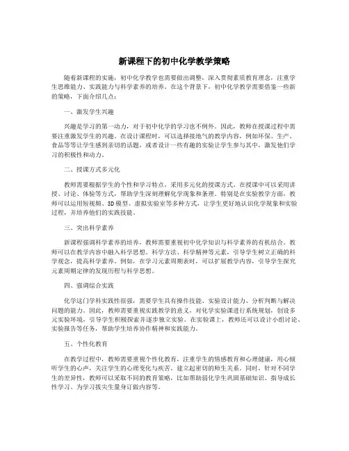 新课程下的初中化学教学策略