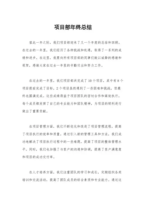 项目部年终总结