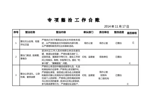 专项整治工作台账