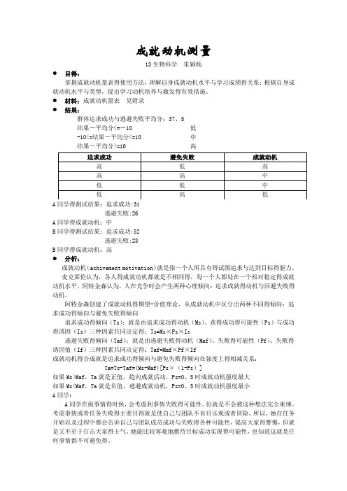 成就动机测量