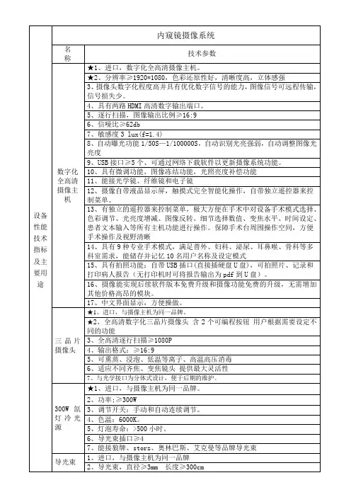 设备性能技术指标及主要用途