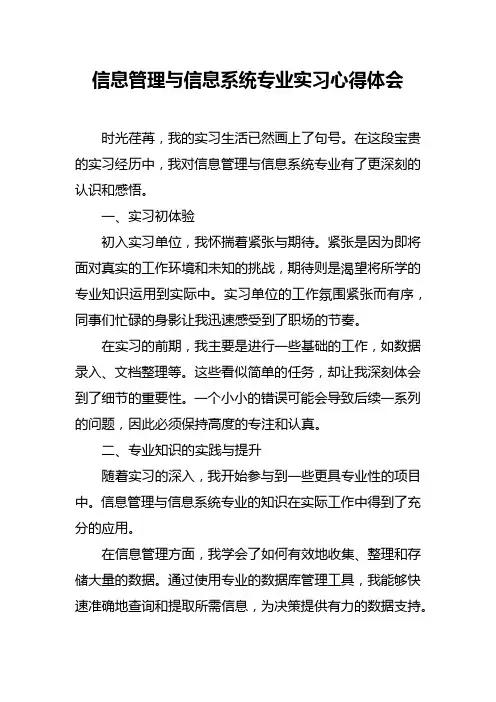 信息管理与信息系统专业实习心得体会