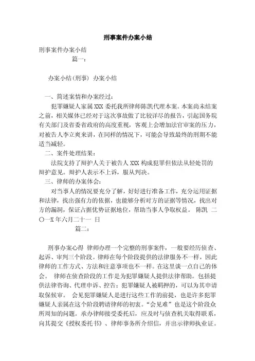 刑事案件办案小结