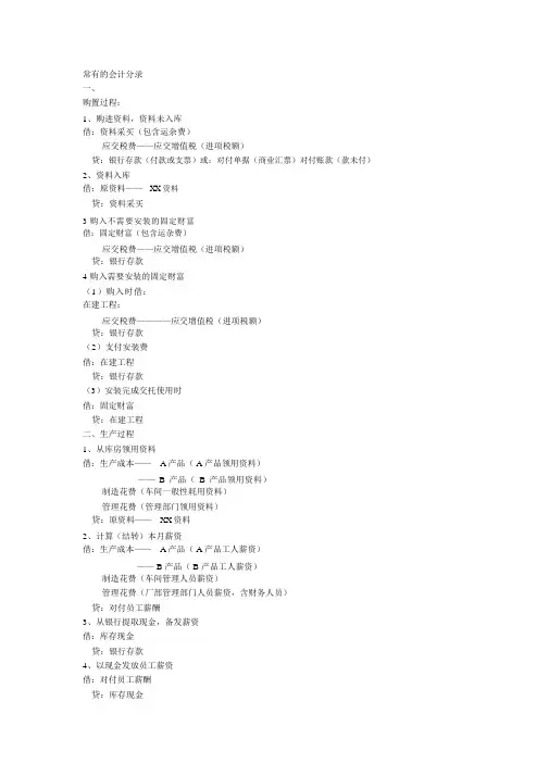 (完整版)常见的会计分录(归纳)
