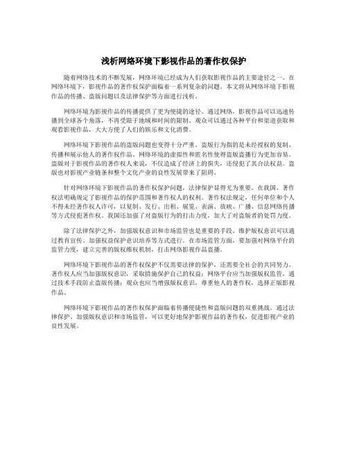 浅析网络环境下影视作品的著作权保护