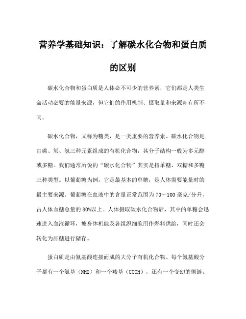 营养学基础知识：了解碳水化合物和蛋白质的区别