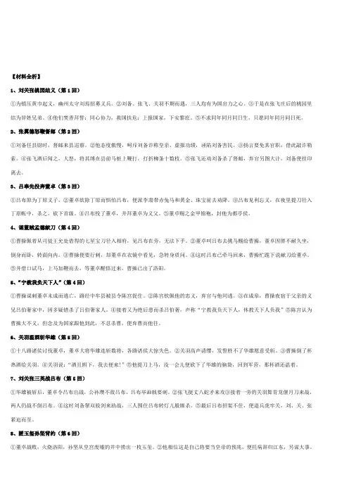 三国演义100个故事情节