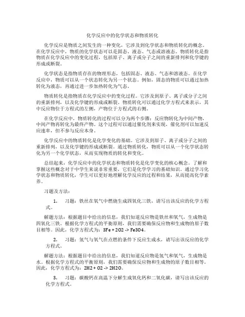 化学反应中的化学状态和物质转化