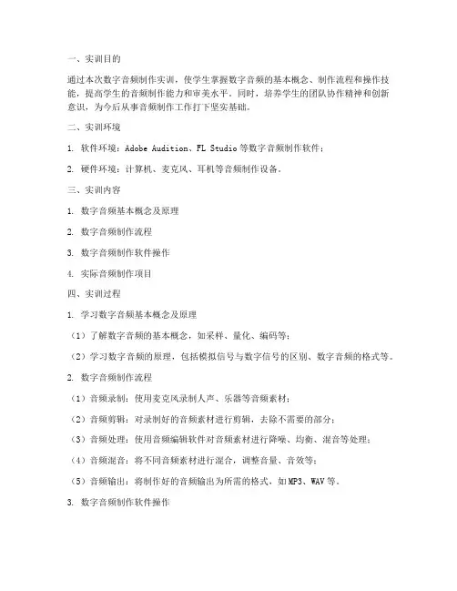 数字音频制作实训报告