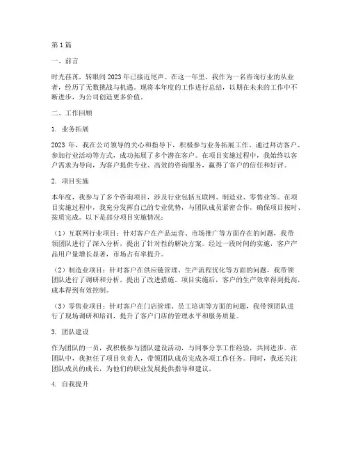 咨询行业年度个人总结(3篇)