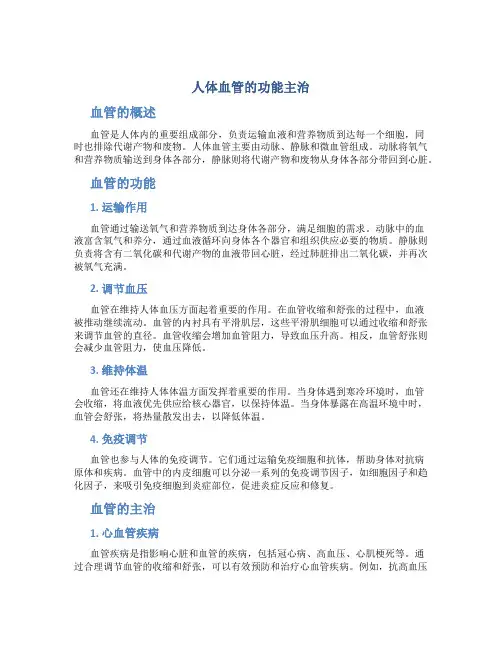 人体血管的功能主治