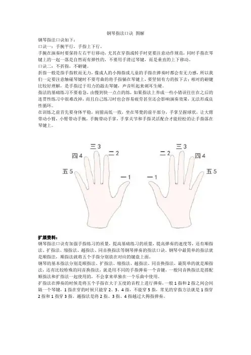 钢琴指法口诀 图解
