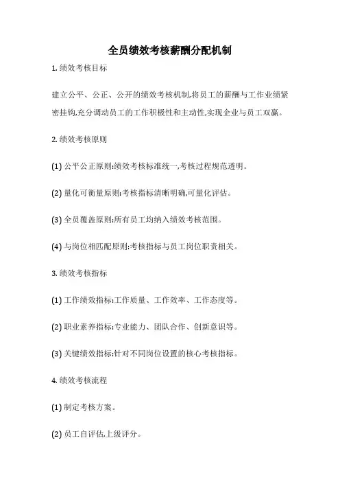 全员绩效考核薪酬分配机制
