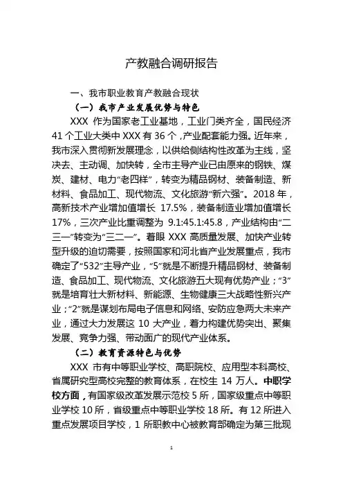 XXX市产教融合调研报告