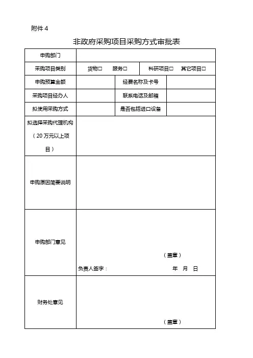非政府采购项目采购方式审批表