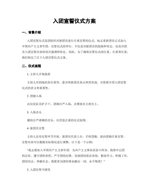 入团宣誓仪式方案