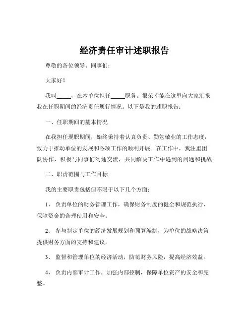 经济责任审计述职报告