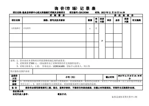 询价（市场）记录表
