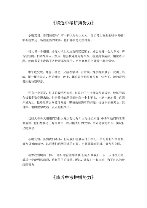 临近中考拼搏努力作文800字