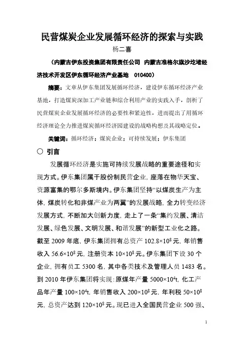 [VIP专享]民营煤炭企业发展循环经济的探索与实践