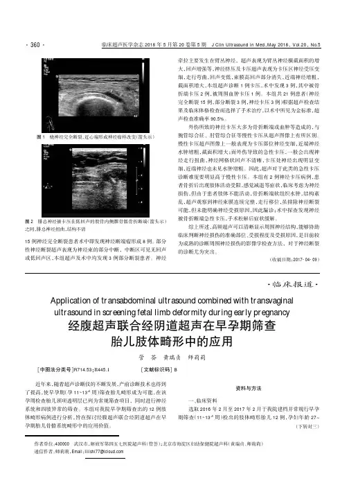 经腹超声联合经阴道超声在早孕期筛查胎儿肢体畸形中的应用
