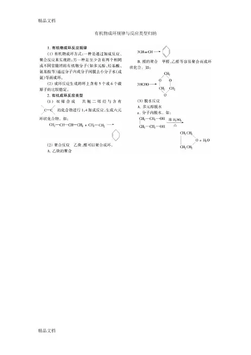最新有机物成环规律与反应类型归纳