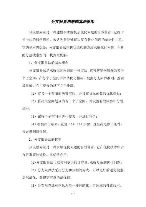 分支限界法解题算法框架