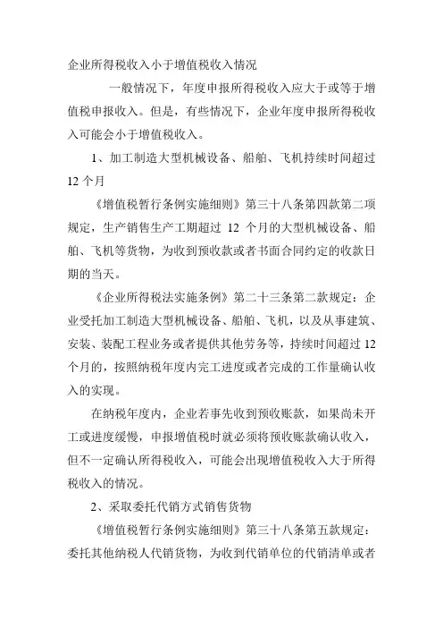 企业所得税收入小于增值税收入有6种情况