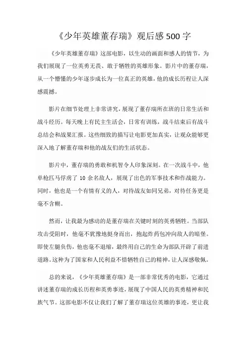 少年英雄懂存惴观后感500字