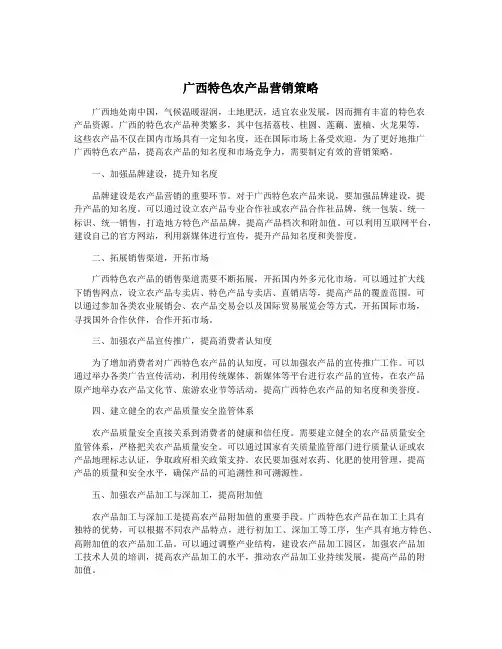 广西特色农产品营销策略