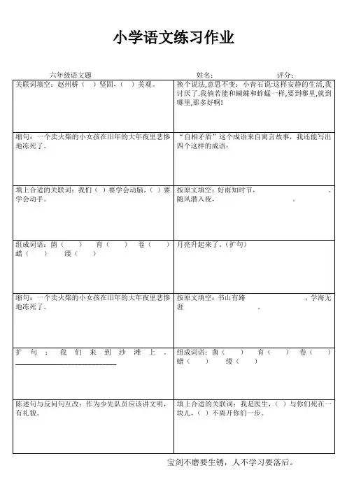 小学六年级语文提高训练IV (8)